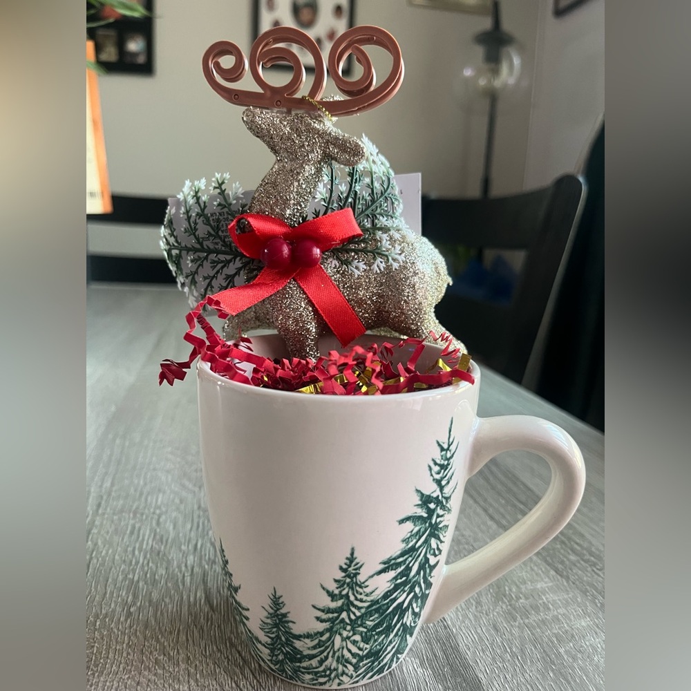 Cup of Cheer Red & Gold Reindeer Christmas Tree Trio